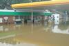 Forecourts under water as floods hit the west