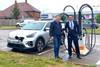 Grant Shapps with Osprey Charging CEO Ian Johnston at the new charging hub in Welwyn Garden City