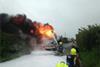 Oil tanker blaze in Devon