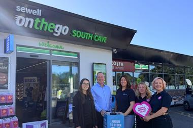 CW Sewell OTG Patrick Sewell in blue shirt, Holly Perry Co-op Wholesale centre
