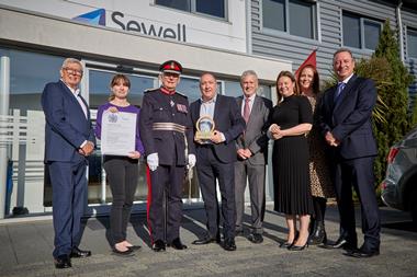Sewell on the go directors are presented with their King's Award by the Lord-Lieutenant