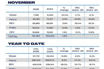 Nov Fuel 2025 and YTD cars