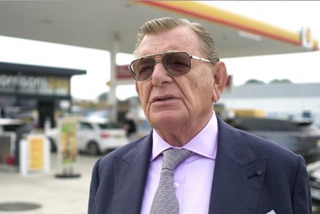 Sir Gerald M Ronson on a forecourt