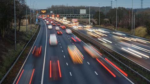 Motorway road traffic night