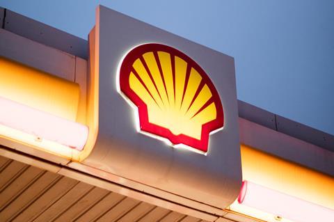Shell pecten logo on refueling station