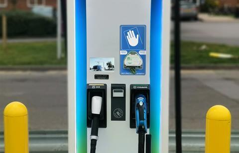 FT GripHero surface-mounted dispenser on EV charging station