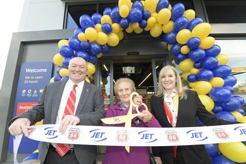 Ribbon cutting - Local resident Pauline Hull cutting the ribbon with Renee Semiz and refinery manager Darren Cunningham