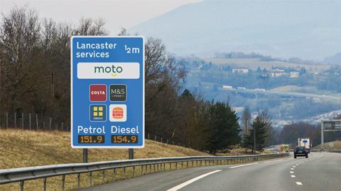 Moto fuel price signage