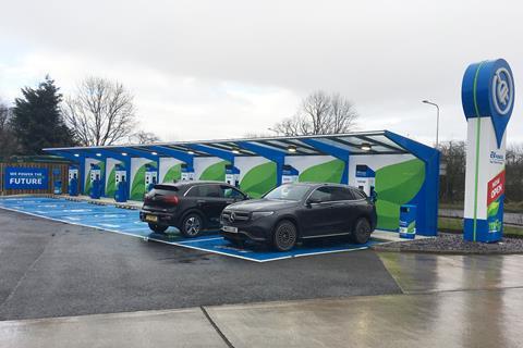 FT - MFGs latest ultra-rapid electric vehicle chargers - installed by Premier Forecourts and Construction in Wigan