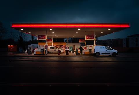 forecourt at night