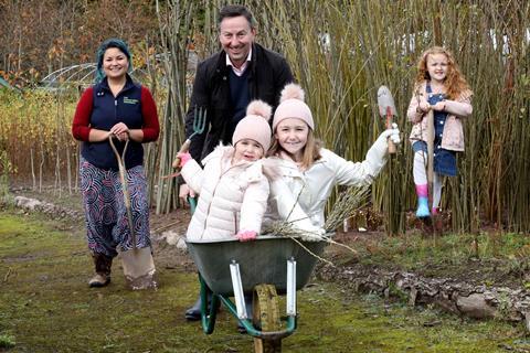 FT - The Maxol Group - carbon emissions offsetting programme. AT TCV Tree Nursey are Brian Donaldson, CEO, the Maxol Group, Kausalya Gibson, TCV Tree Nursery Senior Project Officer and TCV young volunteers