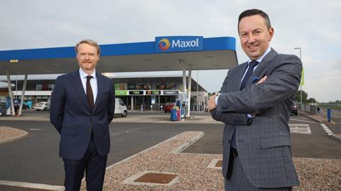 FT Kevin Paterson Maxol Retail Manager NI and Brian Donaldson, CEO of The Maxol Group at A26 Tannaghmore Service Station