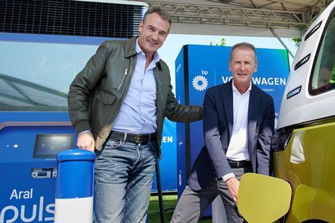 Left - BP CEO Bernard Looney; right - VW CEO Herbert Diess
