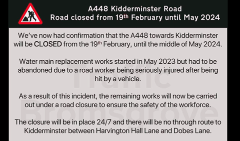 Kidderminster road closure