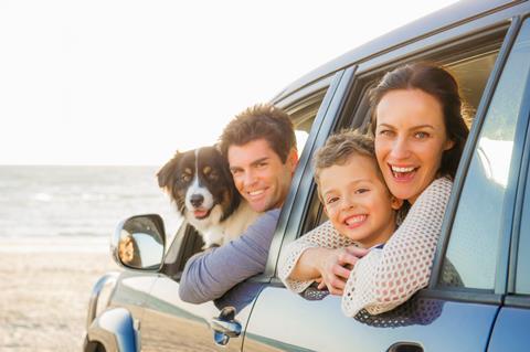 Getty family in car