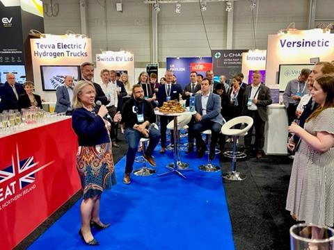 Felicity Buchan MP and Prime Minister’s Trade Envoy to Norway and Iceland speaks on the UK Pavilion at EVS 35 in Oslo