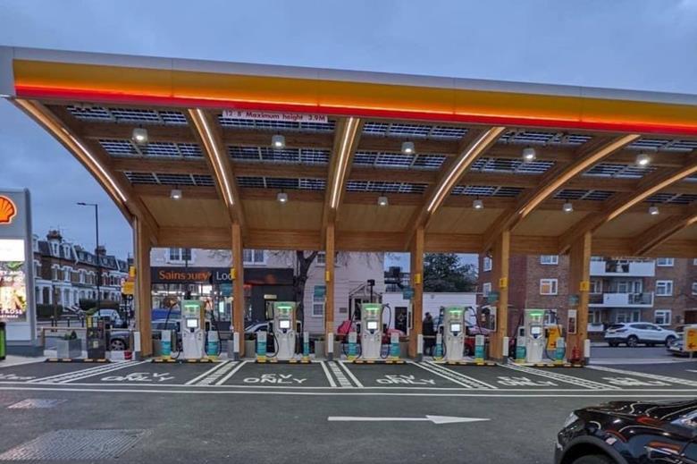 Shell opens its first UK electric vehicle charging hub at converted